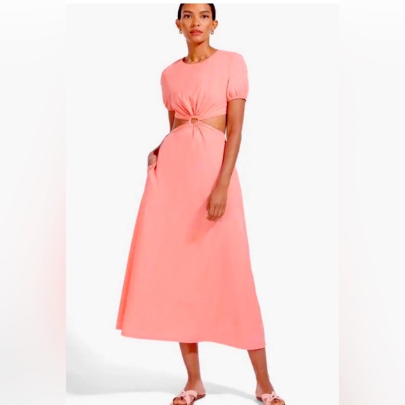 NWT never worn Staud Calypso Cutout Ruched Ring Maxi Dress in Coral size M - Picture 1 of 8